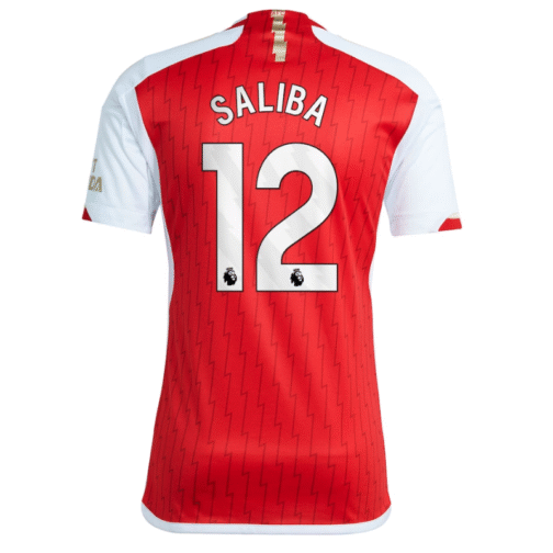 Saliba 12 Arsenal Shirt 2023/24 Home Player Jersey - Red - Image 3