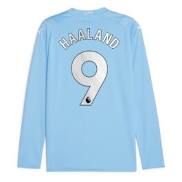 Erling Haaland Manchester City 2023/24 Home Player Long Sleeve Jersey – Sky Blue