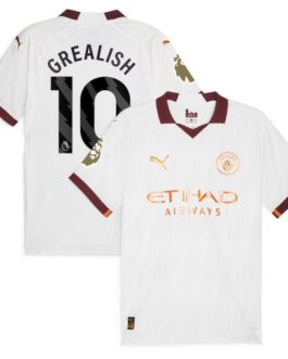Jack Grealish 10 Manchester City Shirt 2023/24 Away Jersey – White