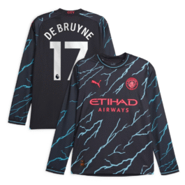 Kevin De Bruyne Manchester City 2023/24 Third Long Sleeve Player Jersey – Navy
