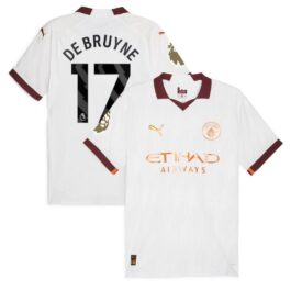 Kevin De Bruyne 17 Manchester City Shirt 2023/24 Away Jersey – White