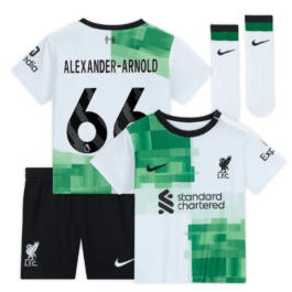 Liverpool Away Kit – 2023-24 – Kids with Alexander-Arnold 66 printing Jersey – White