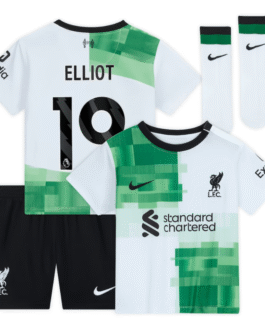Liverpool Away Kit – 2023-24 – Kids with Elliot 19 printing Player – White
