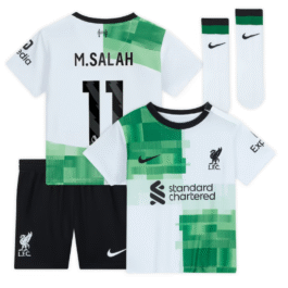 Liverpool Away Kit – 2023-24 – Kids with M.Salah 11 printing Player – White