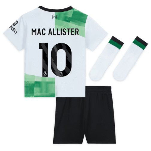 Liverpool Away Kit - 2023-24 - Kids with Mac Allister 10 printing Player - White - Image 3