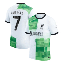 Liverpool Away Shirt – 2023-24 with Luis Díaz 7 printing Player Jersey – White