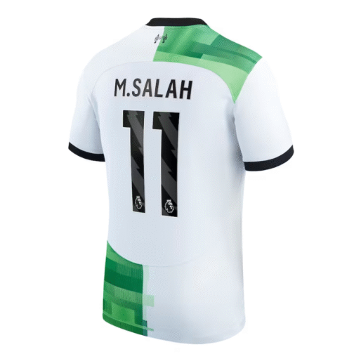 Mohamed Salah 11 printing Liverpool 2023/24 Away Player Jersey - White - Image 2