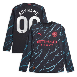 Manchester City 2023/24 Third Long Sleeve Custom Jersey – Navy