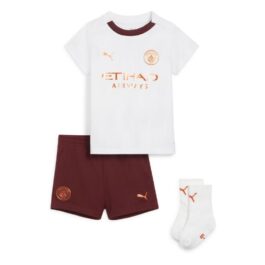 Manchester City Away Kids kit 2023-24 with Bernardo 20 printing Jersey – White