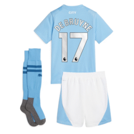 Manchester City Home Kids kit 2023-24 with De Bruyne 17 printing Jersey – Sky Blue