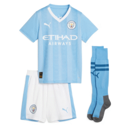 Manchester City Home Minikit Kids 2023-24 Custom Jersey – Sky Blue