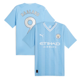 Manchester City Home Shirt 2023-24 with Haaland 9 printing Jersey – Sky Blue