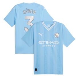 Manchester City Home Shirt 2023-24 with Rúben 3 printing Jersey – Sky Blue
