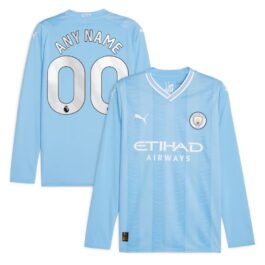 Manchester City Shirt 2023/24 Home Custom Long Sleeve Jersey – Sky Blue