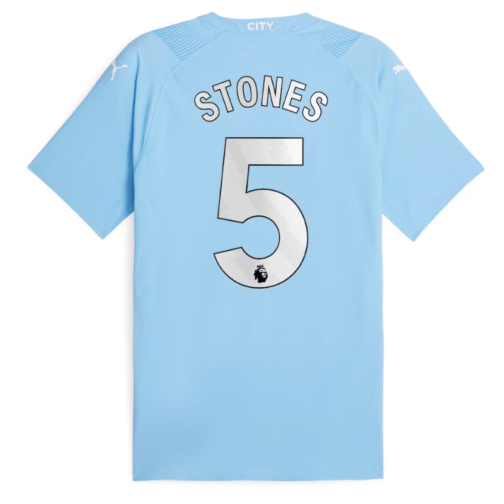 Manchester City Home Shirt 2023-24 with Stones 5 printing Jersey Sky Blue - Image 3