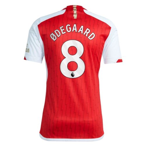 Martin Odegaard Arsenal 2023/24 Home Player Jersey - Red - Image 3