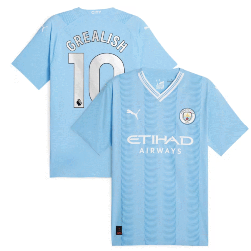 Manchester City Home Shirt 2023-24 - Grealish 10 printing Jersey Sky Blue