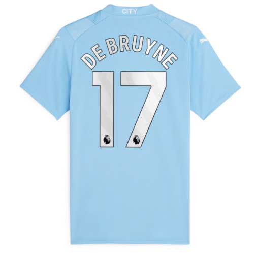 Manchester City Home Shirt 2023-24 - With De Bruyne 17 printing Jersey Sky Blue - Image 3