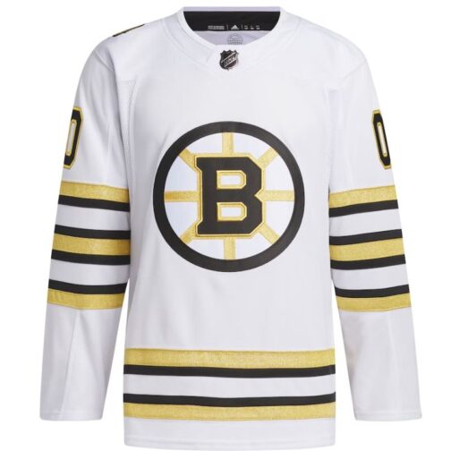 Boston Bruins 100th Anniversary Custom Jersey White - Image 3