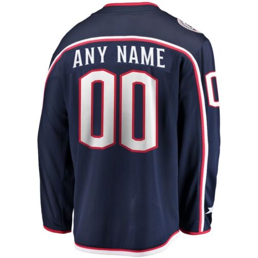 Columbus Blue Jackets Home Breakaway Custom Jersey Navy - Image 2
